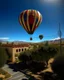 Placeholder: A photorealistic picture of a hot air balloon flying over Albuquerque new mexico