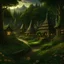 Placeholder: Pagan town, viking art, highly detailed with lush forests, green leafs, flowers, pagan temple with runes, high resolution, 24k, ornate, intricate, complex, digital painting, smooth