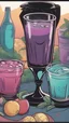 Placeholder: Gothic style iced juice shot, soft light, 90s cartoon style