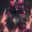 Placeholder: Goth girl, mask japan, burning all, fullbody, leaning pose, guts, wildflower, intricate, nature, plants, pink, rabbit, blood, butterflies, skulls, raining, raivens,darkred tones,realistic photograph , 3d render, octane render, intricately detailed,