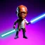 Placeholder: Bald Samuel jackson purple jedi bobblehead holding a lightsaber and boots,