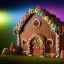 Placeholder: an intricate hobbit-style gingerbread house with rainbow sprinkles, frosting, vibreant crushed candy, 8k resolution, centered, high-quality, ultrafine-detail, digital art, flickering light, detailed matte, volumetric lighting, illustration, 3D octane render, brian froud, howard lyon, ben goossens, George Grie, greg rutowski, alphonse mucha