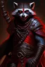 Placeholder: Rpg Character, Runic Warrior, Vampire Racoon with a red chainmail showing his fangs