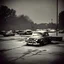 Placeholder: "Create a liminal image reminiscent of a nostalgic dark parking lot, where the dimly lit surroundings evoke a sense of eerie nostalgia and the empty spaces hint at stories untold. Capture the interplay of shadows and light, with flickering street lamps casting long shadows across cracked pavement, while vintage cars sit motionless, their faded paint echoing memories of a bygone era. Infuse the scene with a subtle sense of anticipation and unease, inviting viewers to immerse themselves.