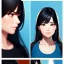 Placeholder: black haired woman, casual clotting, realistic, HD4k, watery cloud background, close up shot,