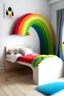 Placeholder: Nordic spruce Kids bed with a big fur rainbow headboard