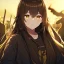 Placeholder: Clear focus, High resolution,a anime teenager, roughline skecth, cute, silhouette style, brown long hair, yellow eyes, 1 yellow streak in hair