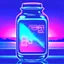 Placeholder: A digital message in a glass bottle. The message is the creation of artificial intelligence. - style: "synthwave"