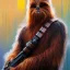 Placeholder: photorealistic and intricate portrait of chewbacca in star wars by Scott Naismith, wearing beskar armor, deep dark colors, hyperdetailed, 32K, oil on canvas,