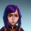 Placeholder: Portrait of a sweet 9 year old warlock toddler girl with brown hair with bangs and blue eyes