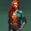 Placeholder: pretty girl, aged 21, ginger, conventionally attractive, colourful clothes, realism, jeans, sexy