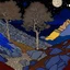 Placeholder: Colourful, peaceful, Egon Schiele, Max Ernst, Vincent Van Gogh, night sky filled with galaxies and stars, rocks, trees, flowers, one-line drawing, sharp focus, 8k, deep 3d field, intricate, ornate