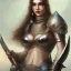 Placeholder: arab female warrior sexy black hair deep cleavage ornate metal armour silks