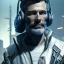 Placeholder: portrait, rugged middle aged male DJ cyborg with headphones Christian Boshell, post-apocalyptic in a cyberpunk city, realistic, intricate detail, sci-fi style, volumetric lighting, particles, highly detailed, cinematic, deep Generate ultra-high-resolution, a photorealistic image in the style of an overwatch character in a nightclub.