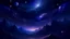 Placeholder: Night sky with visible stars and spiraling galaxies above and mountains on the ground a high fantasy vibe, purpleish hue