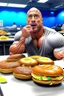 Placeholder: The rock in his wrestling ring, eating donuts