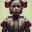 Placeholder: a little girl with a half cyborg face and a lot of red liquid around her, steam punk, scary, horror, realistic, made in octane, cinematic, ultra-realistic, extremely detailed octane rendering, 8K, VRAY Super Real ar 2:3, dof photorealistic futuristic 50mm lens hard lighting dark gray tintype photograph, realistic lighting, sephia colors