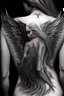 Placeholder: woman angel from back ultra realistic tattoo design