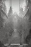 Placeholder: surrealis monochrome A fragmented, surreal sculpture liguid color of photorealistic image 3d,psychedelic art of an castle glossy emerging from dreamlike a crumbling building. The face appears pale with deep cracks and intricate details, evoking a haunting expression. Blackened tree branches intertwine with the gold mengkilat cracks, set against a backdrop of stormy, cloud-filled skies. bauhaus art The overall tone is dark and moody, suggesting themes of decay and transformation.