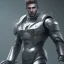 Placeholder: Fantasy super hero in grey costume, full body man, 3d 4k image, fantasy super hero wepons, 4k full body image