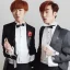 Placeholder: Korean strawberry blonde man in tuxedo