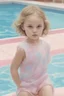 Placeholder: illustration of lily-rose depp as a toddler, at the swimming pool, style of Marcel Marlier, pastel colors
