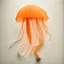 Placeholder: orange jellyfish, made of paper, simple, paper texture, with long thin tail