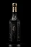 Placeholder: Luxurious square black wine bottle engraved in black and white gold