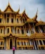 Placeholder: A woman stands in front of a grand palace, her eyes wide with wonder as she takes in the stunning architecture and ornate details.