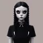 Placeholder: wednesday addams, wednesday addams hair, dark make up, gothic, black dress