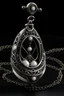 Placeholder: A magical locket filigreed with silver in the shape of an hourglass made of bone
