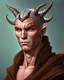 Placeholder: a portrait of a fantasy male tiefling monk, with horns, painted by Mike Saas