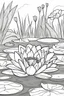 Placeholder: flowers coloring page for kids, water lily, cartoon style, thick outline, low details, no shading, no color