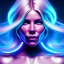 Placeholder: Sienna Miller, hyper realistic, retro futuristic, shaved hair, latex, gradient color, BLUE, PINK, CYAN, neon, insanely detailed, 16k resolution, perfect eyes, cinematic smooth, intricate detail