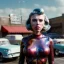 Placeholder: Ultra Realistic retro sci-fi movie Supermarket parking people scene, 1960 year, waist up view portrait, 1 blonde women and 1 octopus alien, sweet scarlet Johansson face, perfect iris, glow eyes, face makeup, tight latex coat. many people looking, Retro sci-fi style, soft color, highly detailed, unreal engine 5, ray tracing, RTX, lumen lighting, ultra detail, volumetric lighting, 3d, finely drawn, high definition, high resolution.