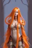 Placeholder: fantasy setting, woman, tall and skinny, orange and white hair