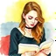 Placeholder: Lily-rose Depp in a waterrcolor style, reading