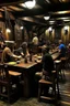 Placeholder: pirate tavern, pirates of the Caribbean style, tables with drunk people sitting