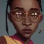 Placeholder: Portrait of a young pretty 9 year old African witch with glasses by Nick Harris