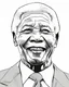 Placeholder: simple outlines art, bold outlines, clean and clear outlines, no tones color, no color, no detailed art, art full view, full body, wide angle, white background, Nelson Mandela