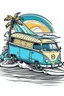 Placeholder: A ilustration of surf van, beach, middle ground design, t-shirt design, white background , no black ground, vector, 4k