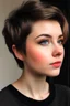 Placeholder: A very pretty girl looking to the side and wearing sharp eyeliner with short hair