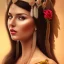 Placeholder: portrait borders head Princess with great bobs long hairs black eyes no top with roses indian actress