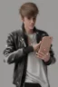 Placeholder: Justin Bieber holding a phone