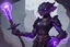 Placeholder: a black and purple female argonian artificer who uses Tesla coils as weapons