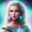 Placeholder: beautiful woman with long hair and smile look the stars and northern aurora blue turquoise lights, blue, pink,