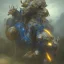 Placeholder: lightning, angry warrior in Blue and yellow battle armor with electric bolts of lightning, a highly detailed illustration, background of Inka jungle, realistic render, 8 k, micro detail, intricate, elegant, centered, digital painting, Artstation, smooth, sharp focus, illustration, artgerm, tomasz alen kopera, peter mohrbacher, donato giancola, joseph christian leyendecker, wlop, boris vallejo