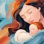 Placeholder: Abstract Mother's Day portrait art Mother and her son abstract illustration Maternal love Baby in