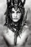 Placeholder: portrait, beautiful stunning warrior lady and goddess, "Bad"