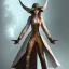 Placeholder: steampunk, cloaked woman, full-body